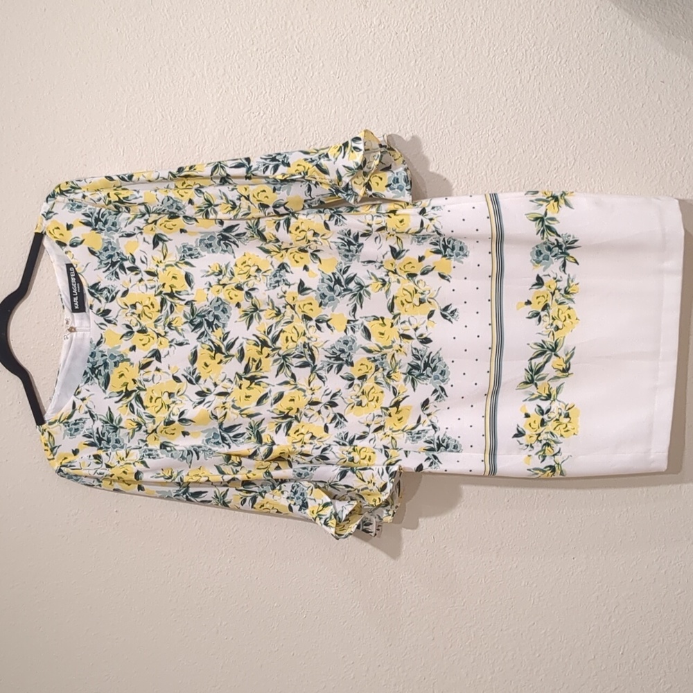 Karl Lagerfeld Paris Yellow Flowered Dress Size 8